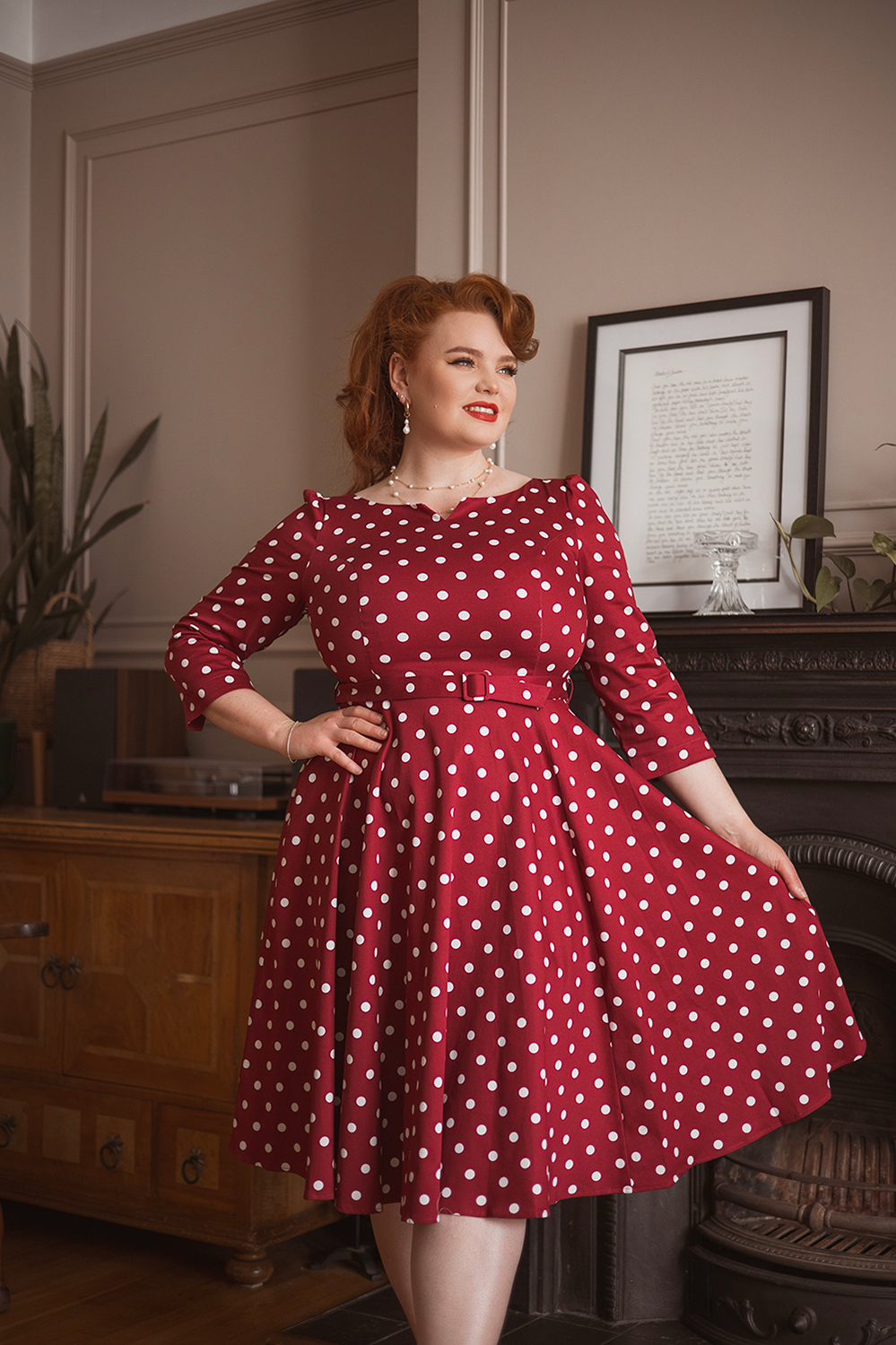 Rosetta Polka Dot Swing Dress in Plus Size